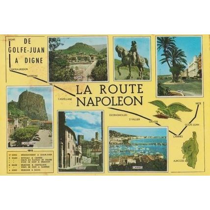 French Revolution La Route Napoleon Map Monument Statue Golfe Juan Postcard