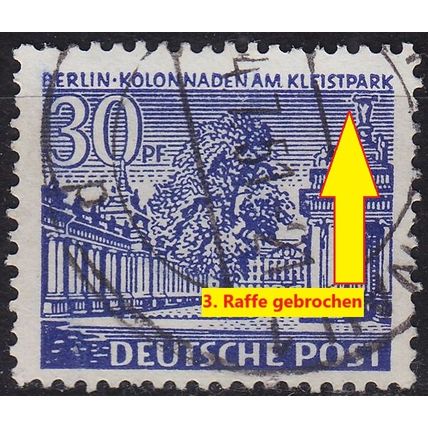 GERMANY BERLIN [1949] MiNr 0051 II ( O/used ) [01] Architektur Plattenfehler