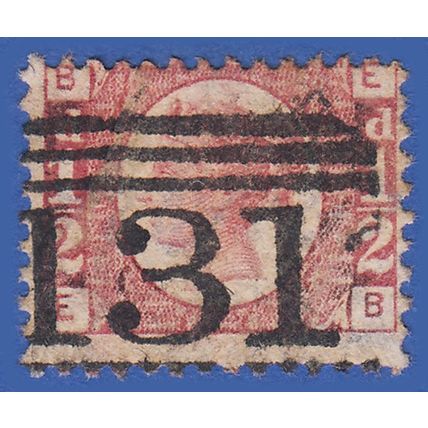 GB QV 1870 1/2d ROSE PLATE 14 EB SG49 GU EDINBURGH SCOTLAND 131
