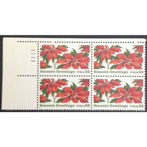 US Stamp #2166 mint: 1985 22c Season's Greetings, Poinsettia - MNH plate block