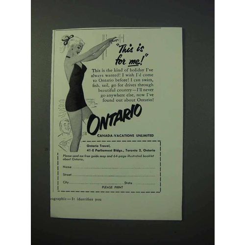 1953 Ontario Canada Tourism Ad - This is For Me