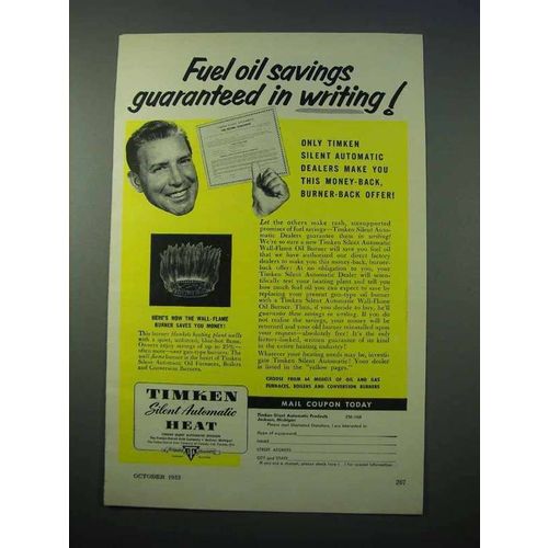 1953 Timken Silent Automatic Heat Ad - Fuel Oil Savings