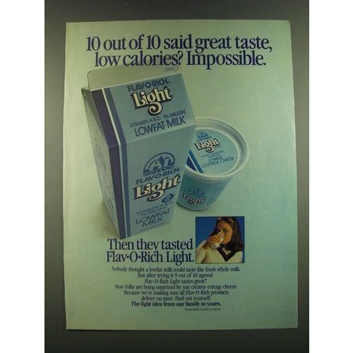 1983 Flav-O-Rich Light Milk Ad - 10 out of 10 said great taste, low calories?