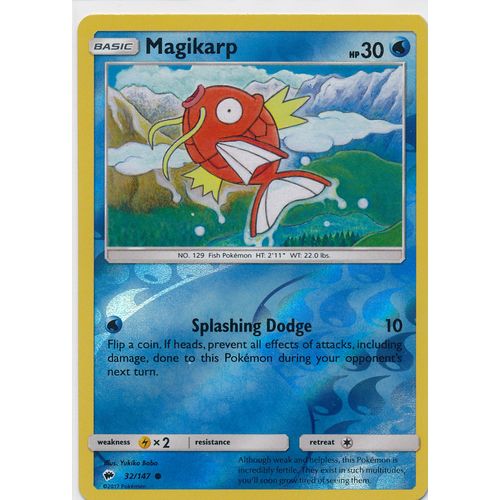 Pokemon Sun & Moon Burning Shadows 32/147 Magikarp Rev Holo