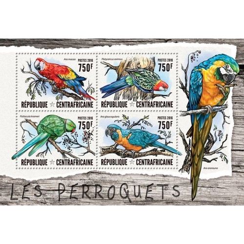 CENTRAL AFRICA 2016 SHEET MNH PARROTS PERROQUETS PAPPAGALLI PAPAGEIEN BIRDS 3