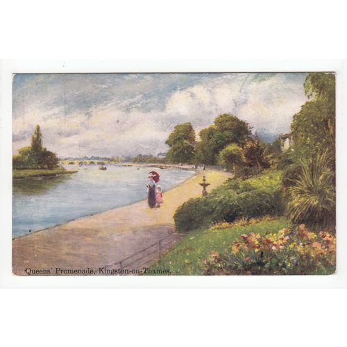 Queen's Promenade Kingston-on-Thames Surrey Art Postcard