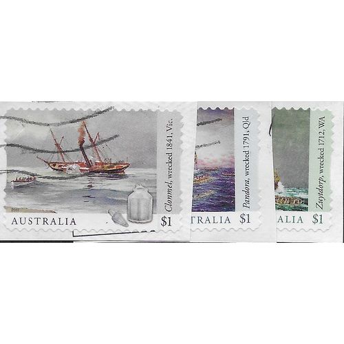 AUS 2017 (SET)(S/A) 'SHIPWRECKS' (3v) ON PAPER FINE USED (EBID25-838)
