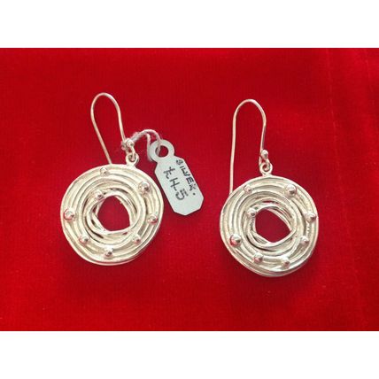 STERLING SILVER 925 ROUND DROP EARRINGS RET £45 BNWT