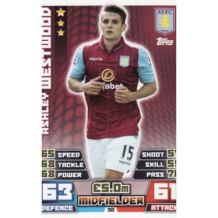 Match Attax 2014/2015 30 Ashley Westwood Aston Villa