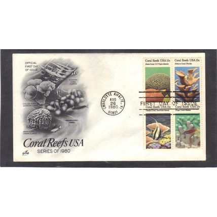 FDC Art Craft 1827-1830 15c Coral Reefs (Cachet-U/A) CV00331
