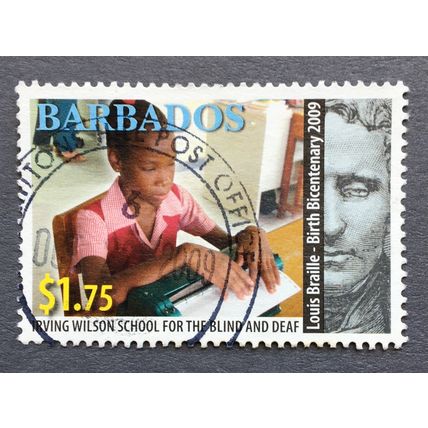 Barbados 2009 Birth Bicentenary of Louis Braille SG 1338. $1 75c Girl typing