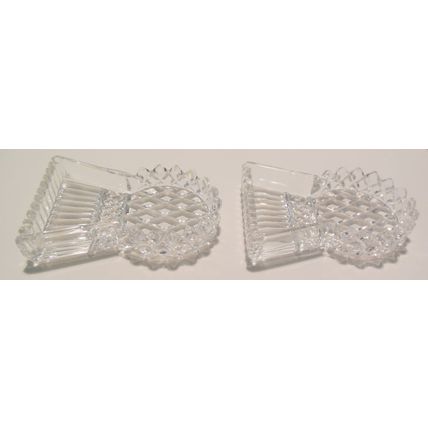 Vintage Thistle Shaped Pair Of Glass Trinket Pin Dishes in Original Boxed