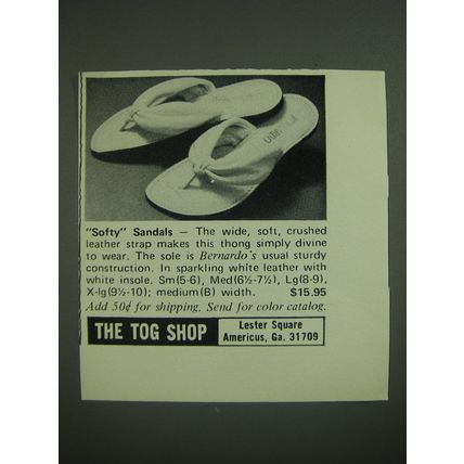 1974 The Tog Shop Bernardo Sandals Advertisement - Softy Sandals