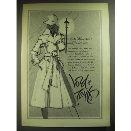 1974 Lord & Taylor Aquascutum Trenchcoat Ad - Mata Hari didn't wait for the rain