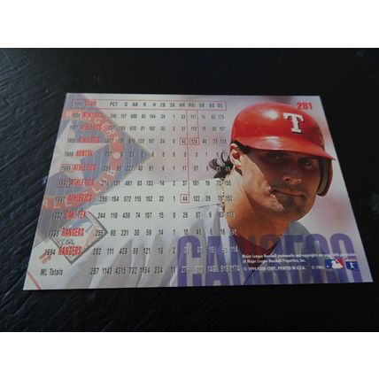 1995 Fleer Card # 281 Jose Canseco Near Mint (7) Texas Rangers