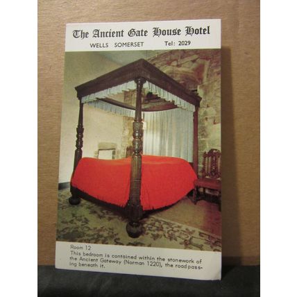 room 12, THE ANCIENT GATE HOUSE HOTEL, WELLS, SOMERSET .unused postcard