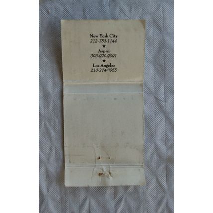 Matchbook cover Tatou - New York City, Aspen, Los Angeles