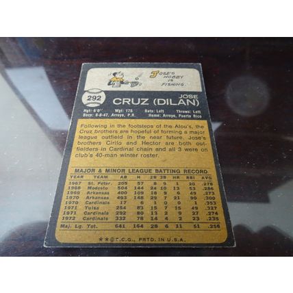 1973 Topps Card # 292 Jose Cruz Very Good (3) St Louis Cardinals
