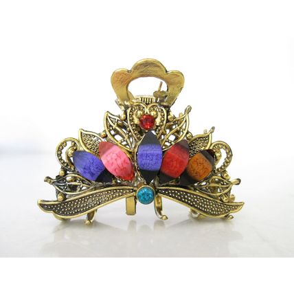 Medium jeweled antique bronze hair claw clip