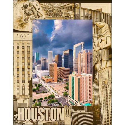 Houston Texas Laser Engraved Wood Picture Frame Portrait (5 x 7)