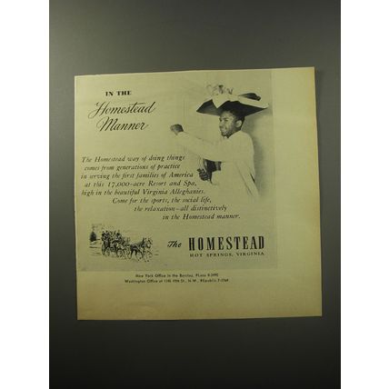 1955 Homestead Resort Ad - In the Homestead Manner