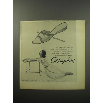 1955 Oomphies Shoes Ad - The stubborn mule