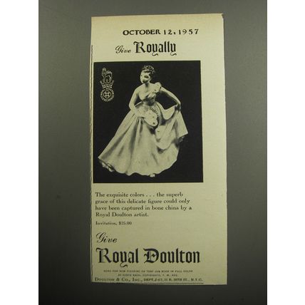 1957 Royal Doulton Invitation Porcelain Figurine Ad - Give Royally