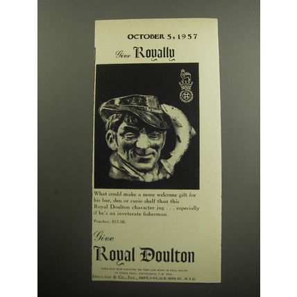 1957 Royal Doulton Poacher Character Jug Ad - Give Royally