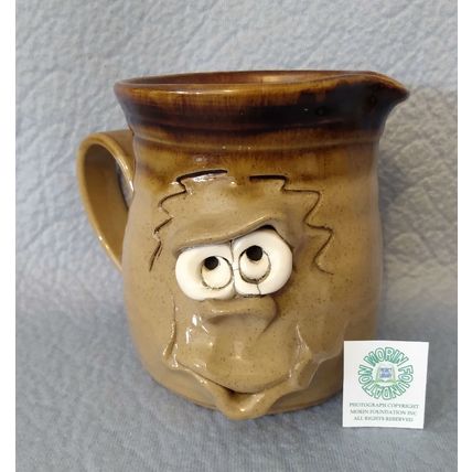 HANDCRAFTED WHIMSICAL FACE STONEWARE CREAMER PRETTY UGLY POTTERY WALES