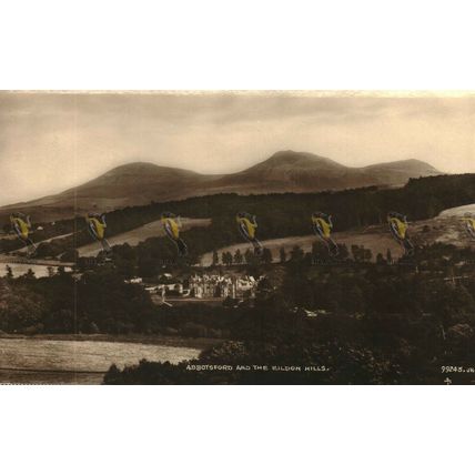 Abbotsford & the Eildon Hills, Scotland, Rare Early Valentines RP Postcard