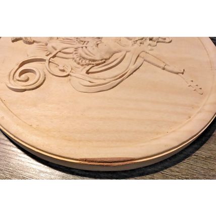 Round 10" Plate Wood Carving Chinese Deity Female God - Unfinished - Collectible