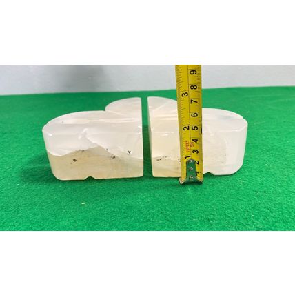 Vintage White Wedge Marble Bookends, set of 2, Bookshelf Decor, Natural stone, O