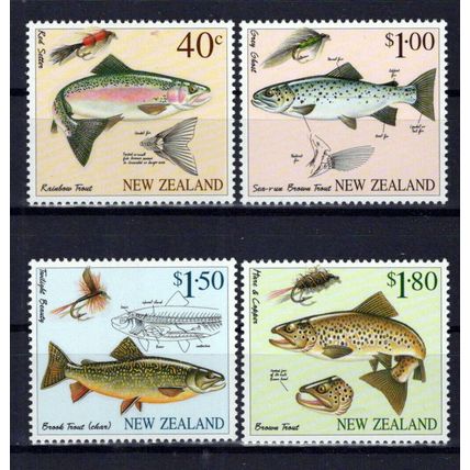 New Zealand 1441-1444 MNH Fly Fishing Sports Fish ZAYIX NZES0058M
