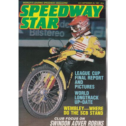 Speedway Star magazine : September 26, 1987. Swindon team photo & focus.