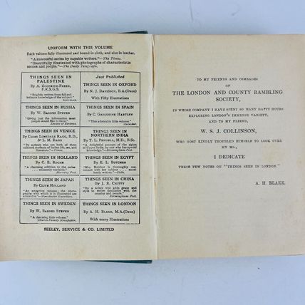 Alfred Howarth Blake Things Seen In London 1920 Hardcover