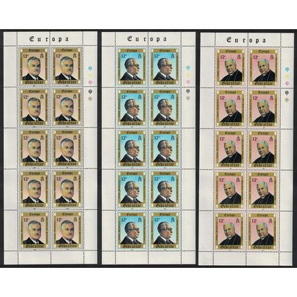 Gibraltar Europa CEPT Famous Personalities 3 Sheetlets 1980 MNH SG#433-435