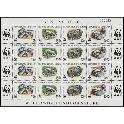 Benin WWF Pythons Sheetlet of 4 sets 1999 MNH SG#1812-1815 MI#1159-1162