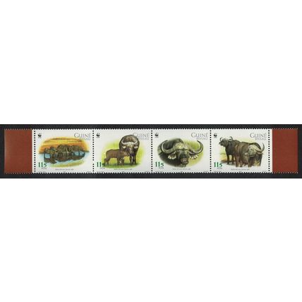 Guinea-Bissau WWF African Buffalo Strip of 4v 2002 MNH SG#1351-1354