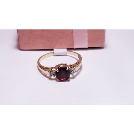 Estate 1.02ctw Natural Rd Garnet & Diamond scroll sides 10Kt Y/Gold Ring #20744
