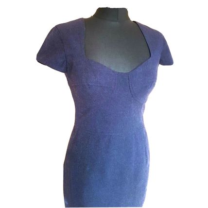 Sticky Fingers Fitted Blue Navy Wool Dress 10 UK