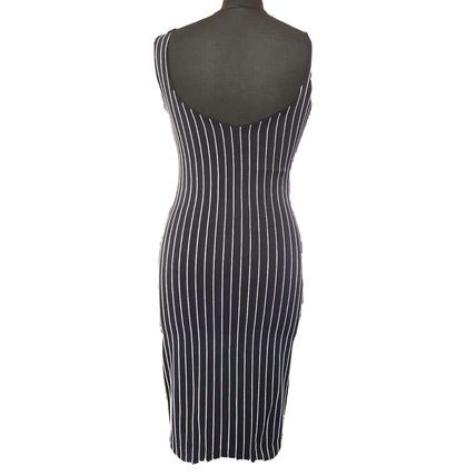 Helen Sykes Black Bodycon Stretch Stripe Dress Size S 10 UK