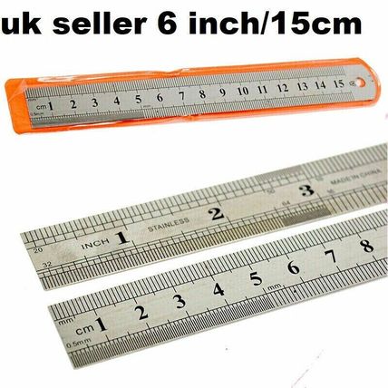 6" inch 15cm 150mm S/Steel Double Sided Ruler Metal Rule Metric Imperial SECONDS