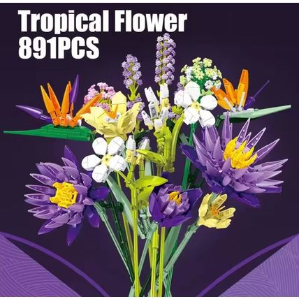 lego Tropical Flower Bouquet (Custom Building Blocks Set)