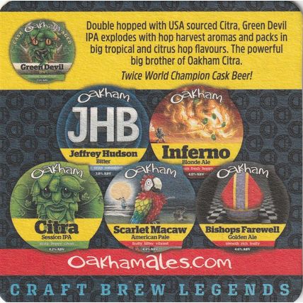 BEER MAT - OAKHAM ALES - GREEN DEVIL IPA - (Cat No 024) - (2020)