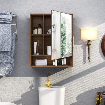 Choochoo Bathroom Wall Mirror Cabinet, Medicine Cabinet with Single Door and Adj