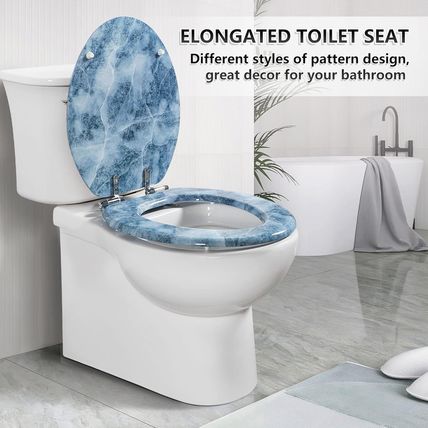 Angol Shiold Elongated Toilet Seat Molded Wood Toilet Seat with Quietly Close an