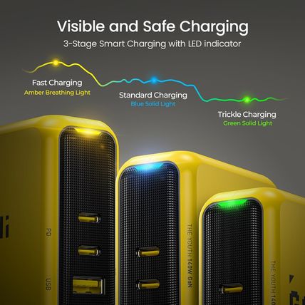 AOHI Youth 140W Gan+ USB C Charger 100W Laptop Fast Charger PD3.1 PPS 3-Port USB