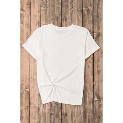White Sequin Crawfish Potato Lemon Corn Graphic Crewneck T Shirt