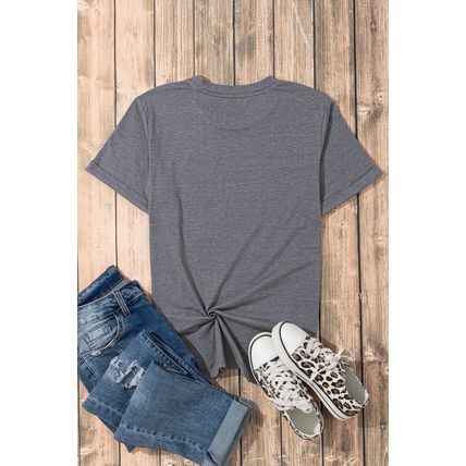 Gray American Heart July 4th Celebration Graphic T Shirt