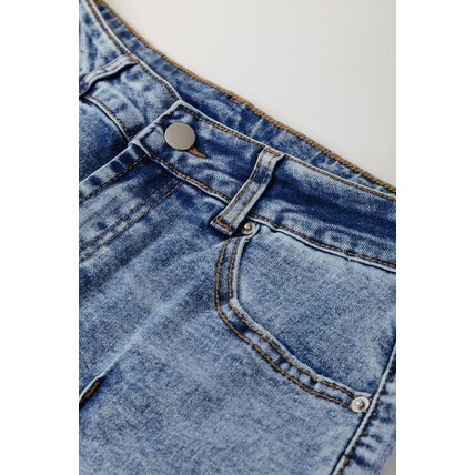 Myosotis Center Seam Cuffed Hem Straight High Waist Jeans